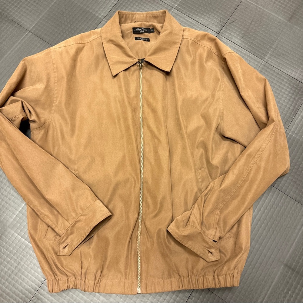 ALAN FLUSSER MENS TAN WATER & WIND RESISTANT GOLF JACKET MENS LARGE